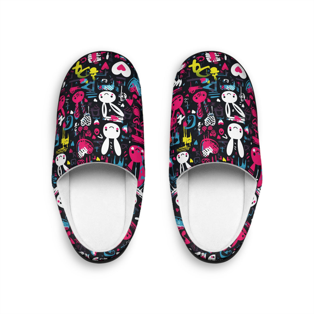 Cute Kawaii Bunny Graffiti Indoor Slippers