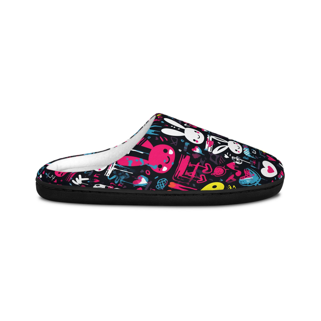 Cute Kawaii Bunny Graffiti Indoor Slippers