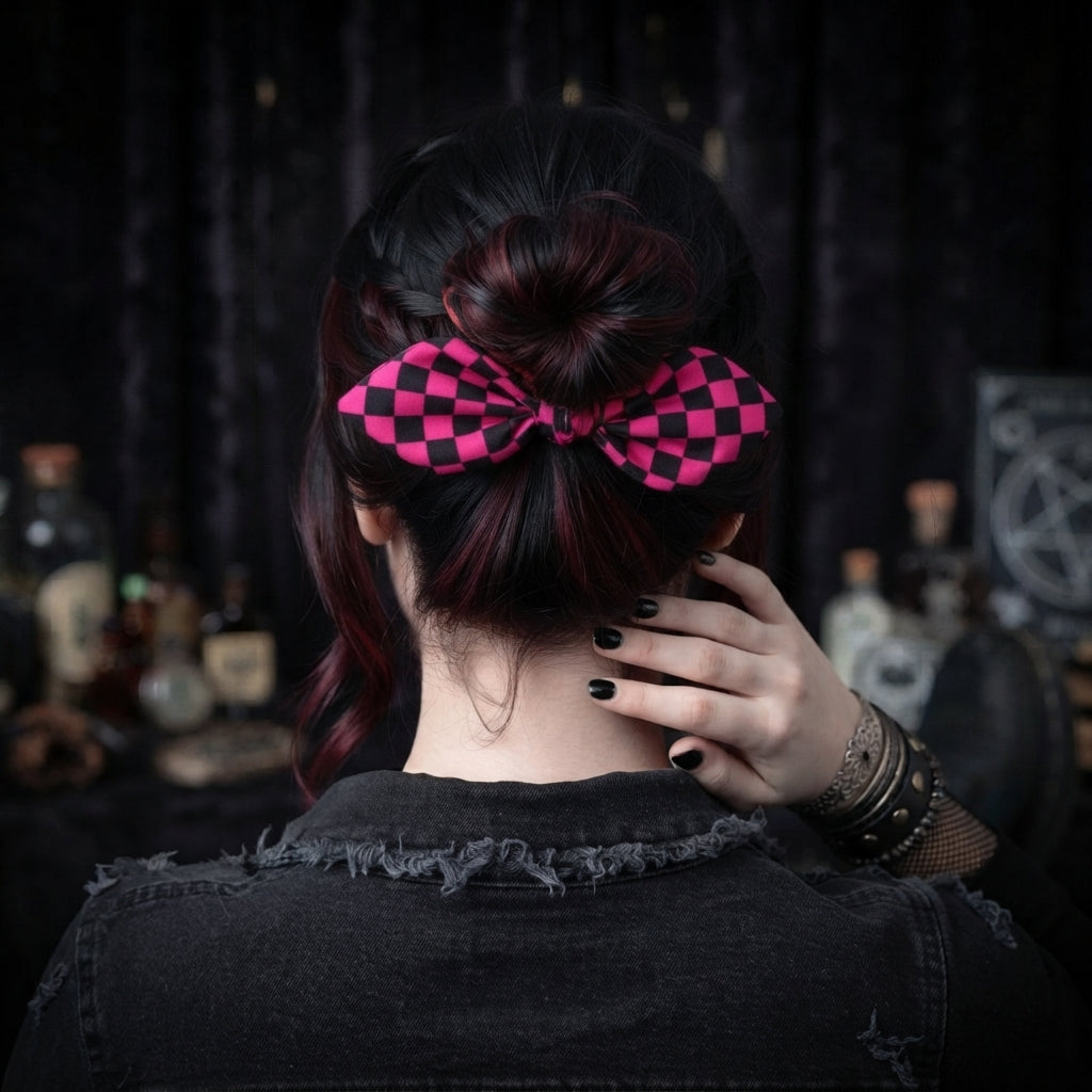 Pink Checkers Scrunchie