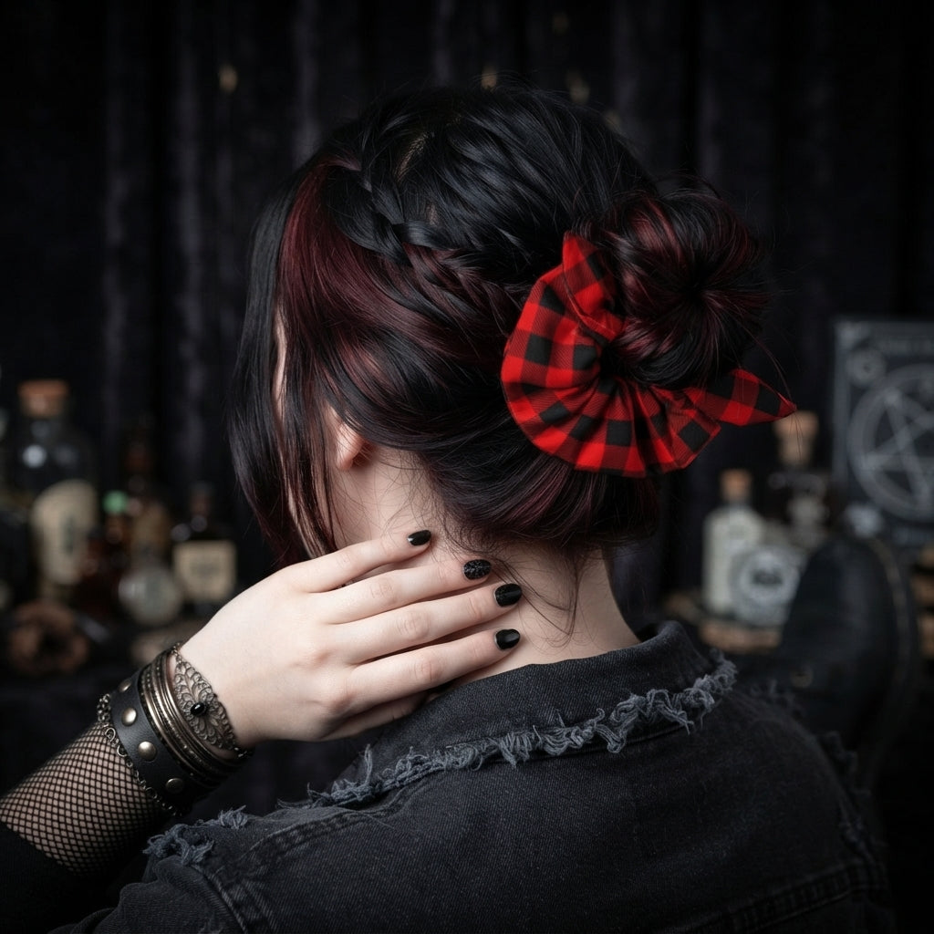 Red Plaid Scrunchie
